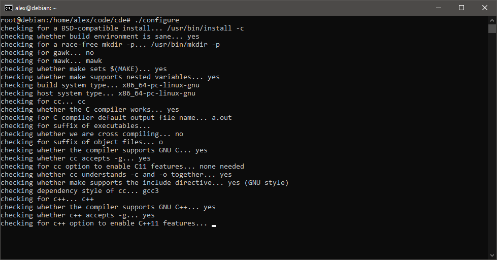Running './configure'